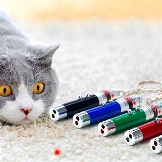 BUFFER® 3 Fonksiyonlu Kırmızı Beyaz Işıklı Led Lazer Kedi Köpek Oyuncak Anahtarlık