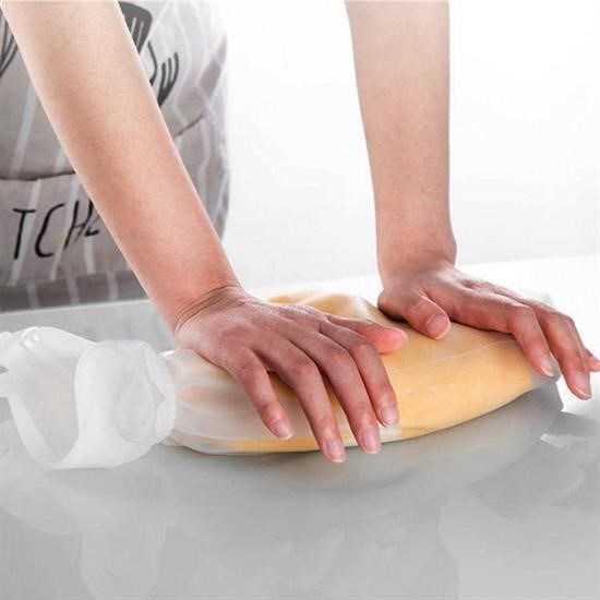 BUFFER® Büyük Hamur Torbası Silikon Şeffaf Hamur Yoğurma Torbası Ekmek Makarna Mantı Hamuru Kolay
